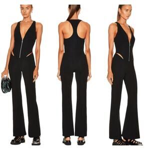 ET OCHS Ayden Plunge Neck Cutout Jersey Jumpsuit Black Size 4 Sleeveless Sexy